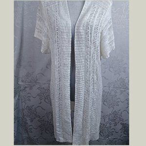 Open Crochet Cardigan Ivory Color
